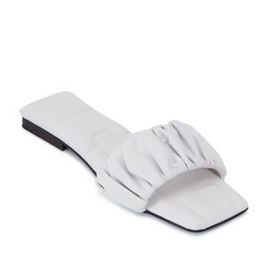 KHAITE Crete White Ruched Leather Sandals - Size 36.5 - Box Included